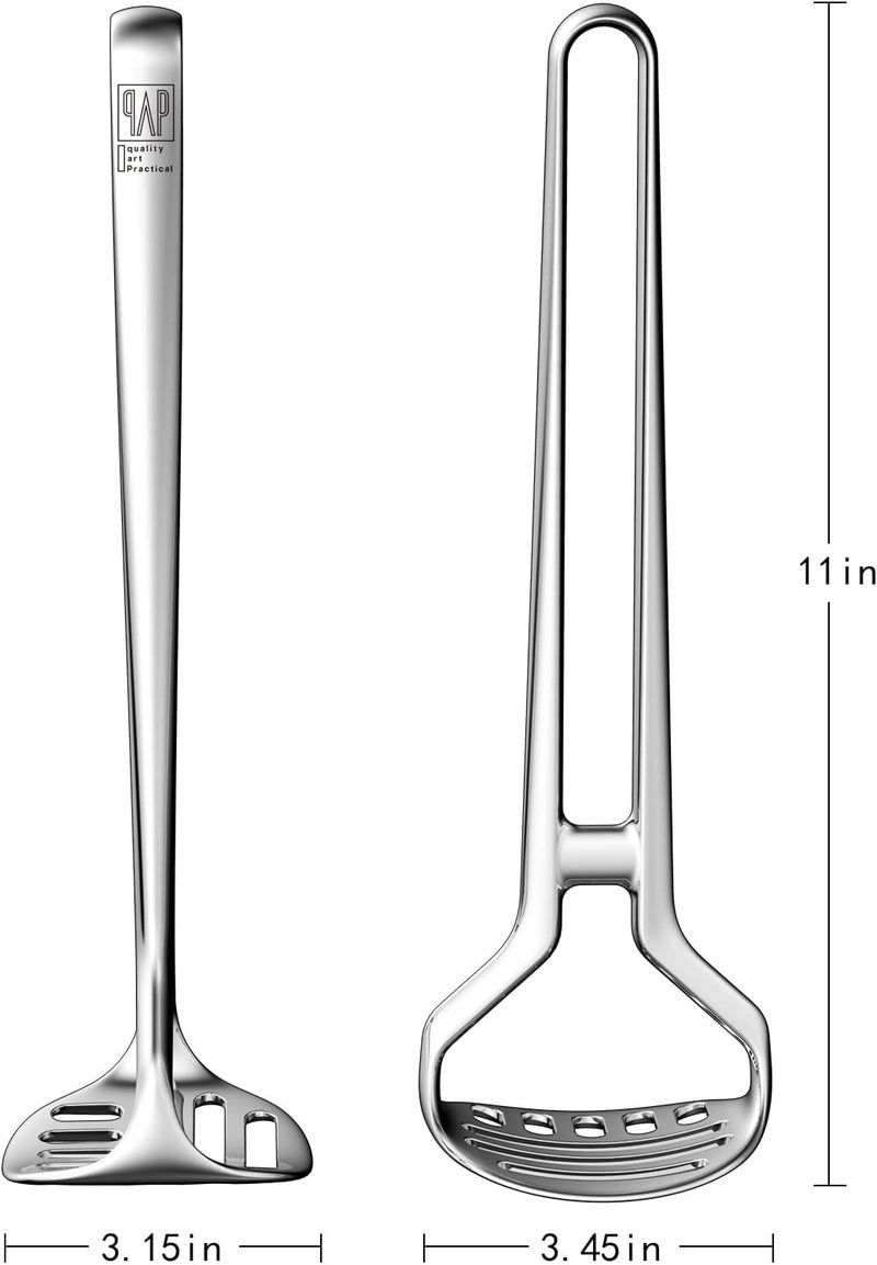 qAp quality art Practical Heavy Duty Stainless Steel Potato Masher with Silicone Handle - Image 5
